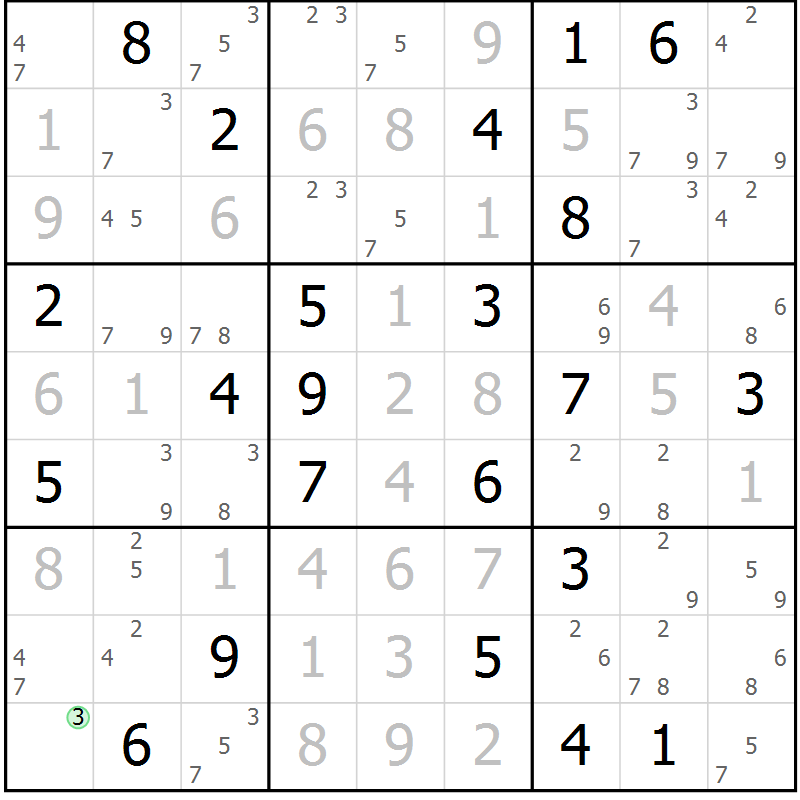 Position des candidats pour la solution de la Gr 4 page 7 du magazine de sudoku Sudoku Suprême n° 037