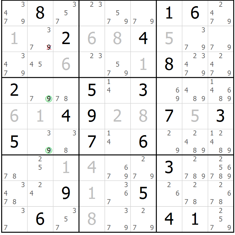 Position des candidats pour la solution de la Gr 4 page 7 du magazine de sudoku Sudoku Suprême n° 037