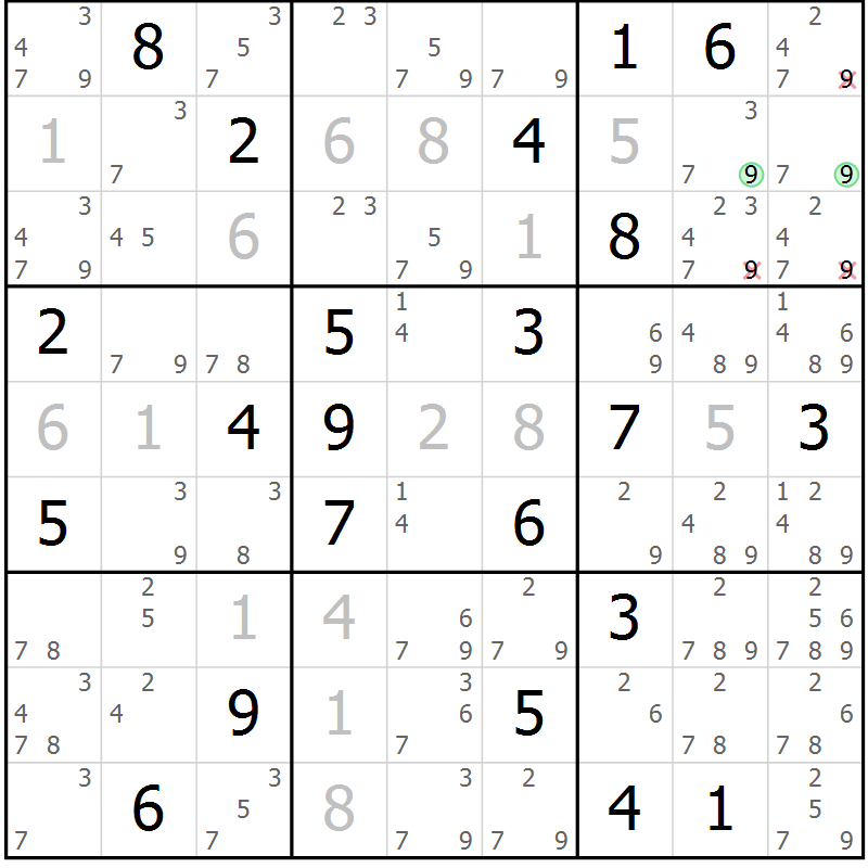 Position des candidats pour la solution de la Gr 4 page 7 du magazine de sudoku Sudoku Suprême n° 037