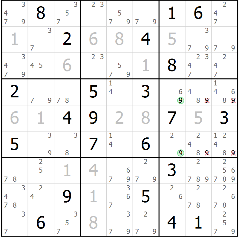 Position des candidats pour la solution de la Gr 4 page 7 du magazine de sudoku Sudoku Suprême n° 037