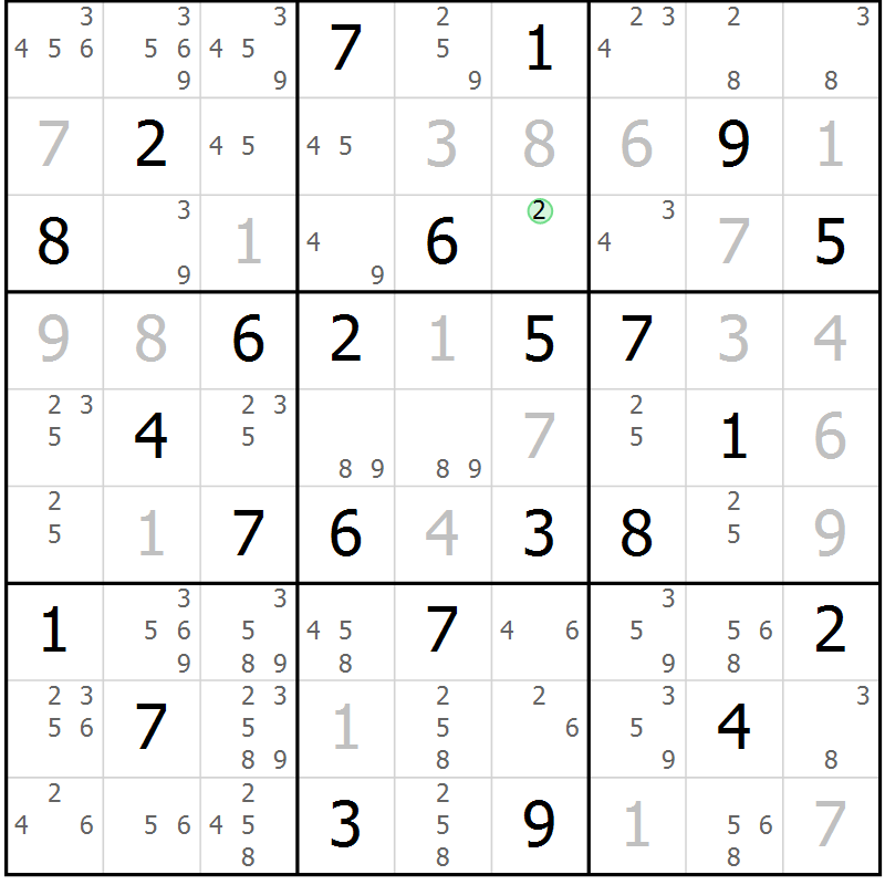 Position des candidats pour la solution de la Gr 40 page 43 du magazine de sudoku Sudoku Suprême n° 037