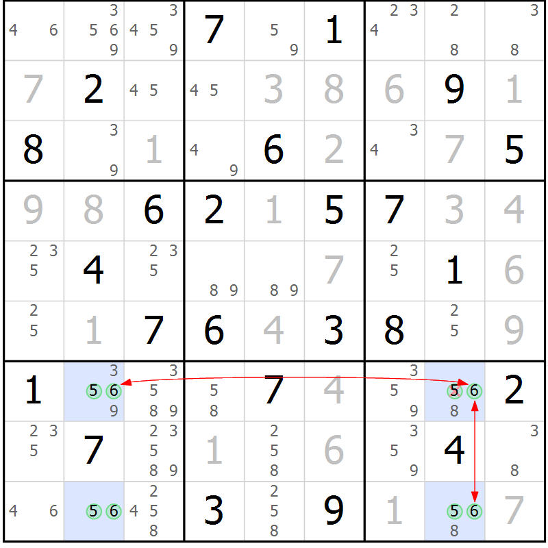 Position des candidats pour la solution de la Gr 40 page 43 du magazine de sudoku Sudoku Suprême n° 037