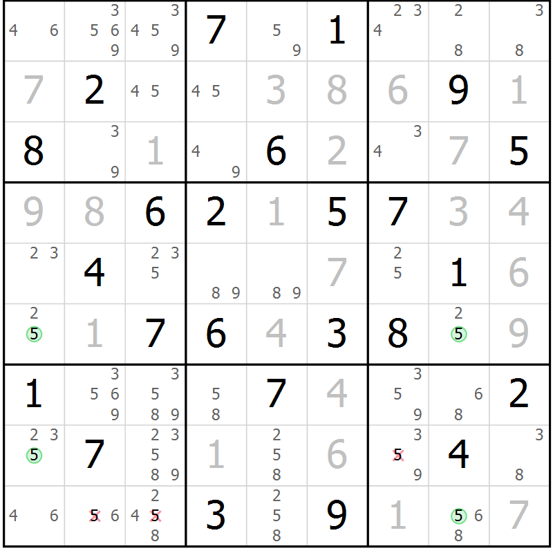Position des candidats pour la solution de la Gr 40 page 43 du magazine de sudoku Sudoku Suprême n° 037