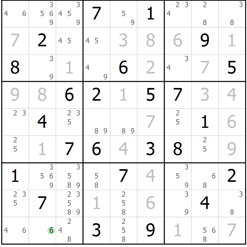 Position des candidats pour la solution de la Gr 40 page 43 du magazine de sudoku Sudoku Suprême n° 037