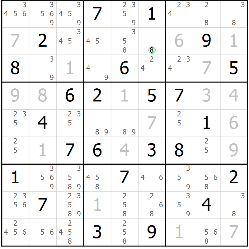 Position des candidats pour la solution de la Gr 40 page 43 du magazine de sudoku Sudoku Suprême n° 037