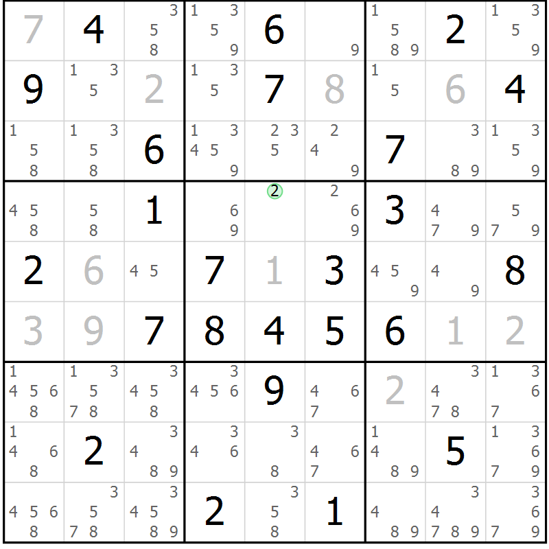Position des candidats pour la solution de la Gr 41 page 44 du magazine de sudoku Sudoku Suprême n° 037