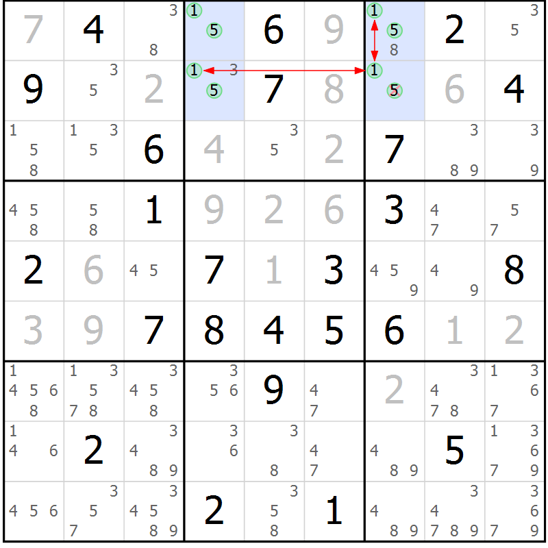 Position des candidats pour la solution de la Gr 41 page 44 du magazine de sudoku Sudoku Suprême n° 037