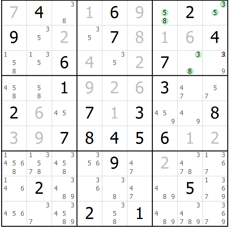 Position des candidats pour la solution de la Gr 41 page 44 du magazine de sudoku Sudoku Suprême n° 037