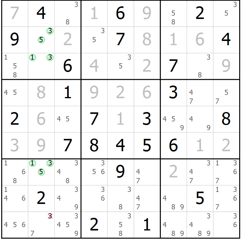Position des candidats pour la solution de la Gr 41 page 44 du magazine de sudoku Sudoku Suprême n° 037