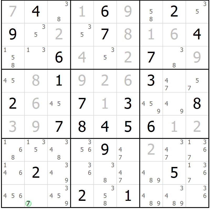 Position des candidats pour la solution de la Gr 41 page 44 du magazine de sudoku Sudoku Suprême n° 037