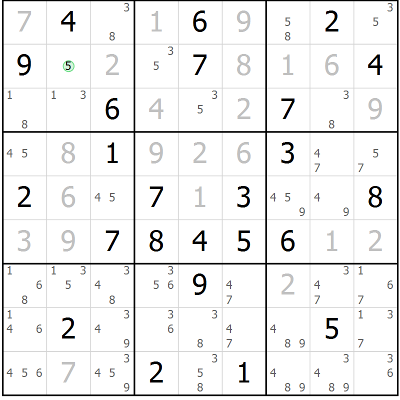 Position des candidats pour la solution de la Gr 41 page 44 du magazine de sudoku Sudoku Suprême n° 037