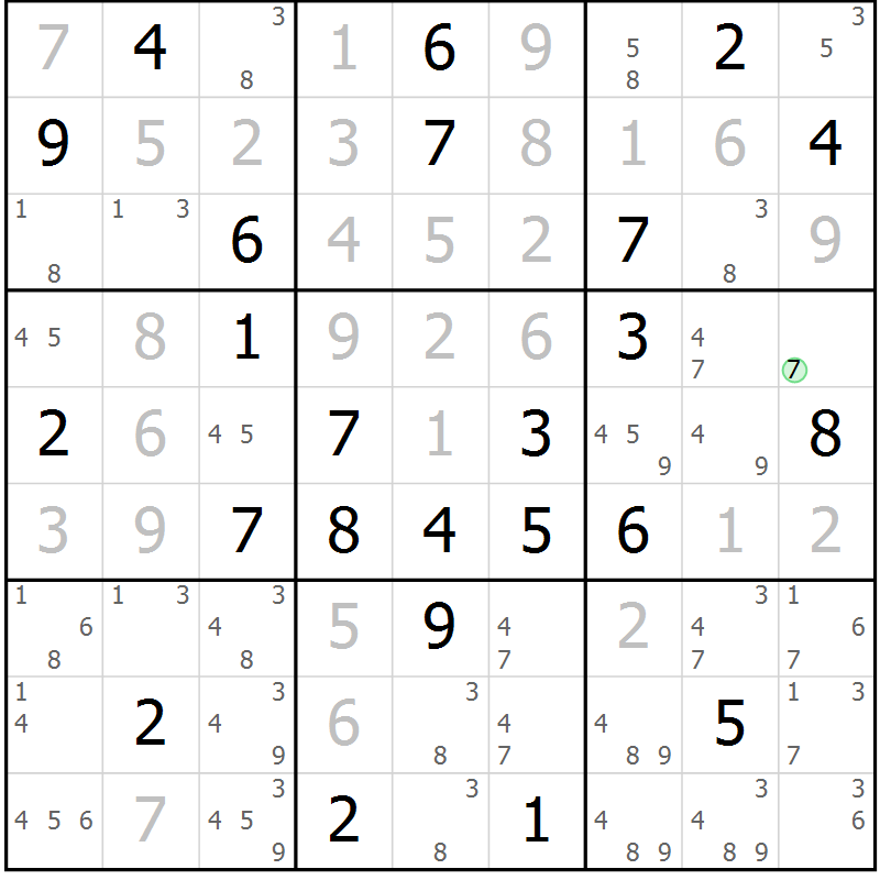 Position des candidats pour la solution de la Gr 41 page 44 du magazine de sudoku Sudoku Suprême n° 037