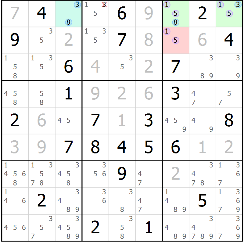 Position des candidats pour la solution de la Gr 41 page 44 du magazine de sudoku Sudoku Suprême n° 037
