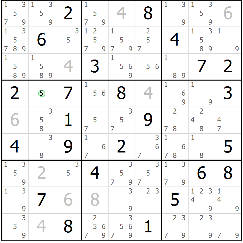 Position des candidats pour la solution de la Gr 42 page 45 du magazine de sudoku Sudoku Suprême n° 037