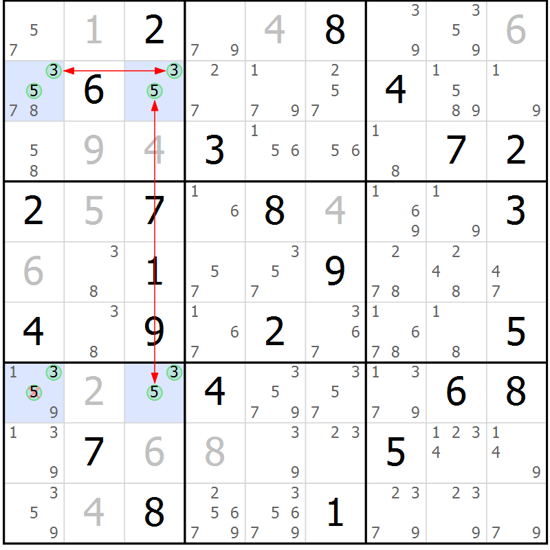 Position des candidats pour la solution de la Gr 42 page 45 du magazine de sudoku Sudoku Suprême n° 037