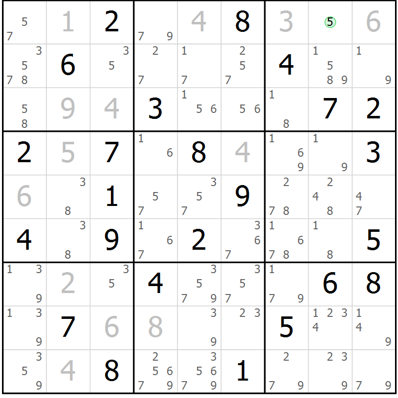 Position des candidats pour la solution de la Gr 42 page 45 du magazine de sudoku Sudoku Suprême n° 037