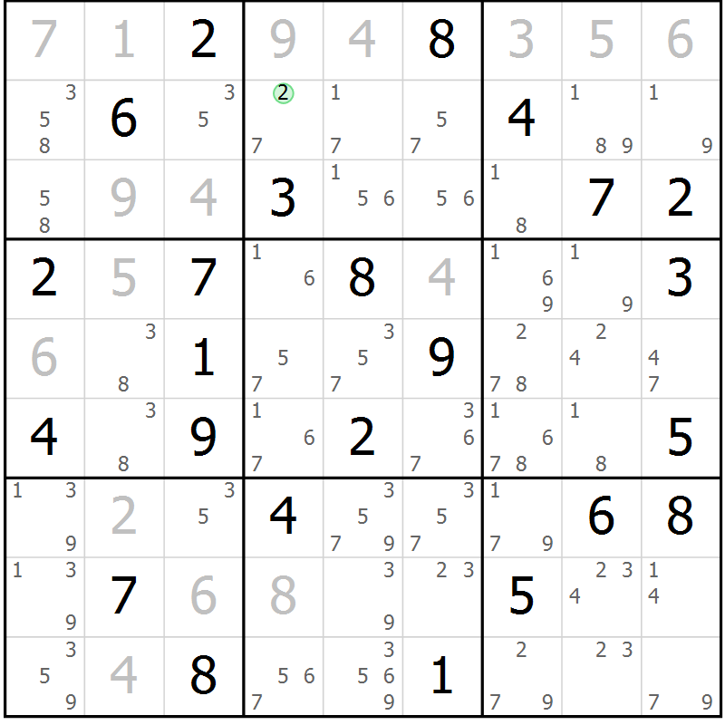 Position des candidats pour la solution de la Gr 42 page 45 du magazine de sudoku Sudoku Suprême n° 037