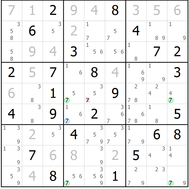 Position des candidats pour la solution de la Gr 42 page 45 du magazine de sudoku Sudoku Suprême n° 037