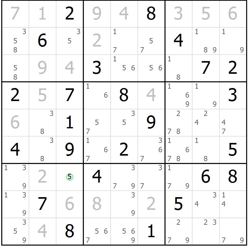 Position des candidats pour la solution de la Gr 42 page 45 du magazine de sudoku Sudoku Suprême n° 037