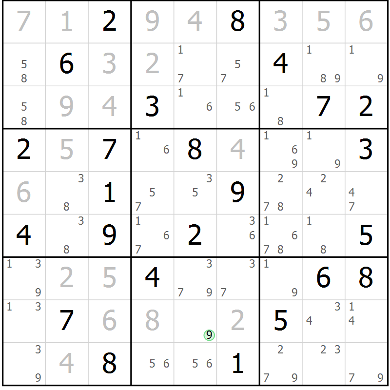Position des candidats pour la solution de la Gr 42 page 45 du magazine de sudoku Sudoku Suprême n° 037