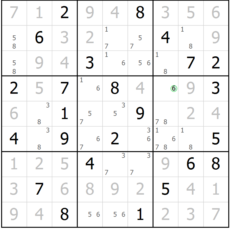 Position des candidats pour la solution de la Gr 42 page 45 du magazine de sudoku Sudoku Suprême n° 037
