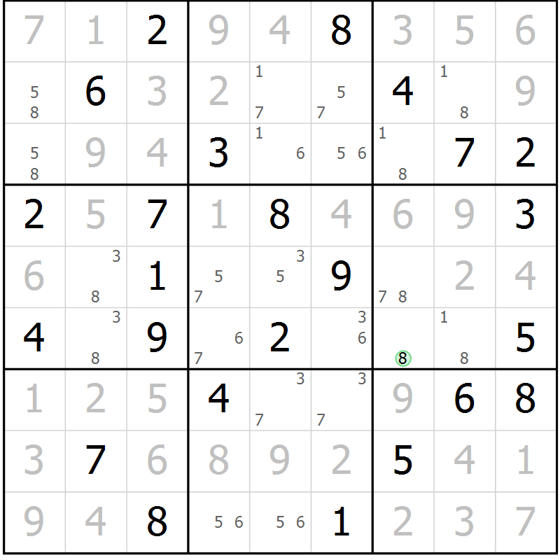 Position des candidats pour la solution de la Gr 42 page 45 du magazine de sudoku Sudoku Suprême n° 037