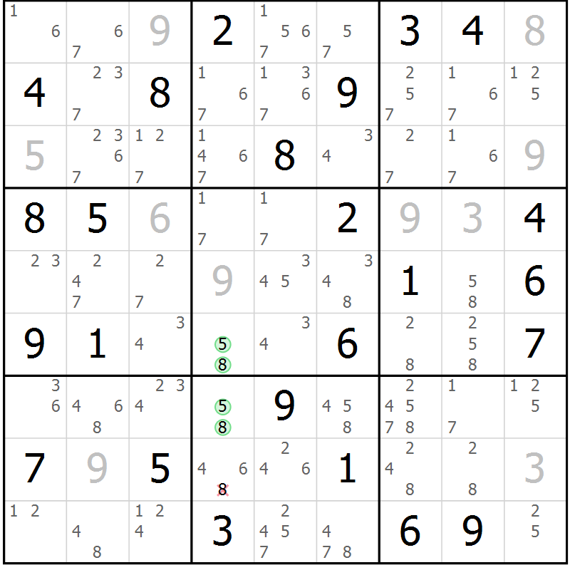 Position des candidats pour la solution de la Gr 43 page 46 du magazine de sudoku Sudoku Suprême n° 037