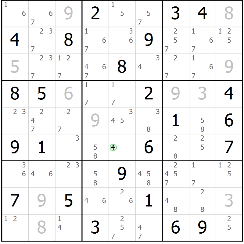 Position des candidats pour la solution de la Gr 43 page 46 du magazine de sudoku Sudoku Suprême n° 037