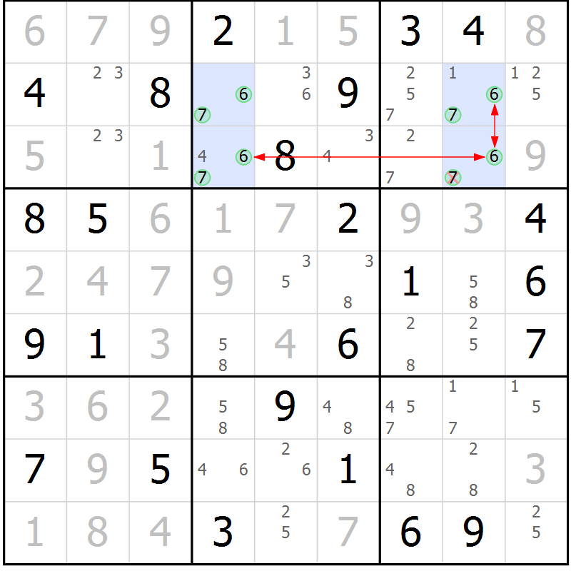 Position des candidats pour la solution de la Gr 43 page 46 du magazine de sudoku Sudoku Suprême n° 037