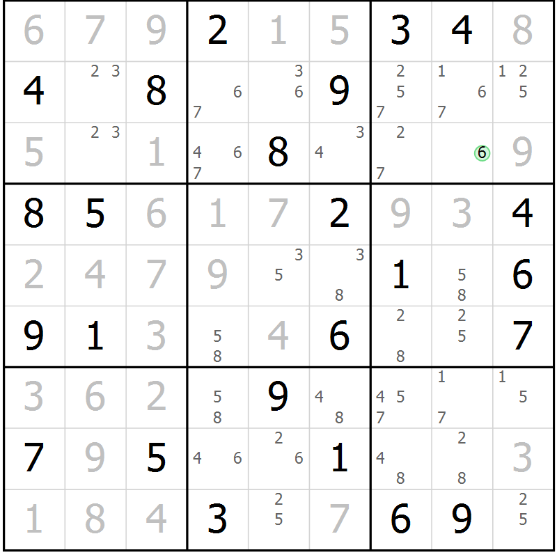 Position des candidats pour la solution de la Gr 43 page 46 du magazine de sudoku Sudoku Suprême n° 037