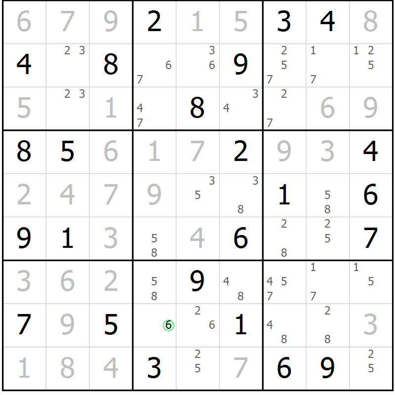 Position des candidats pour la solution de la Gr 43 page 46 du magazine de sudoku Sudoku Suprême n° 037