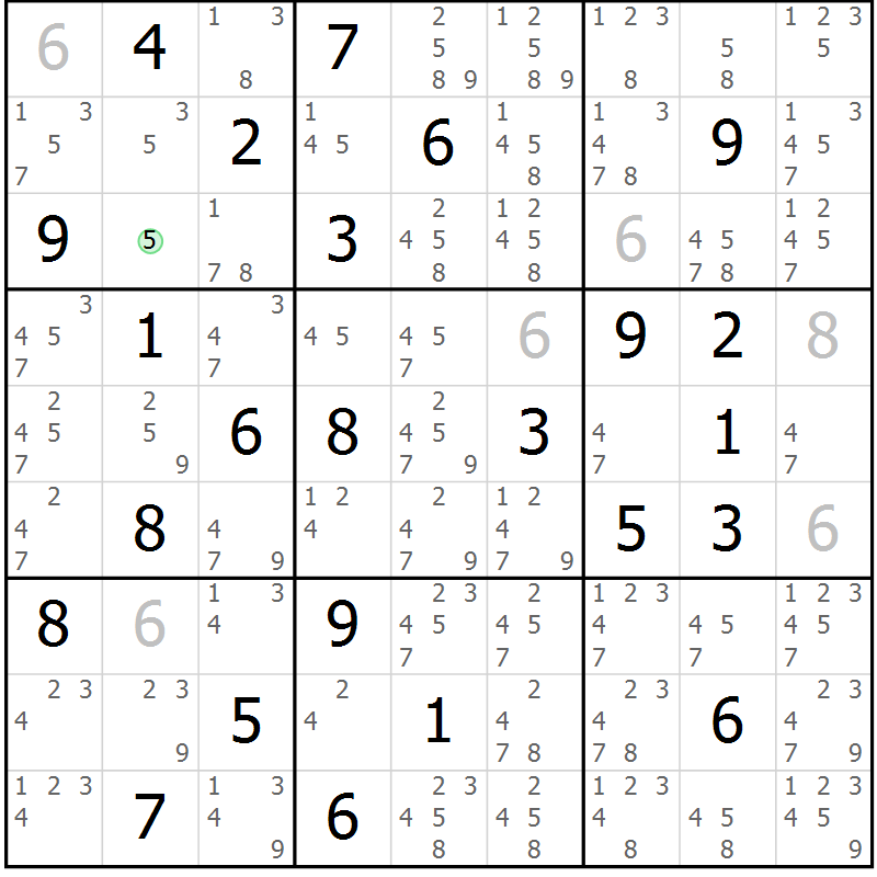 Position des candidats pour la solution de la Gr 44 page 47 du magazine de sudoku Sudoku Suprême n° 037