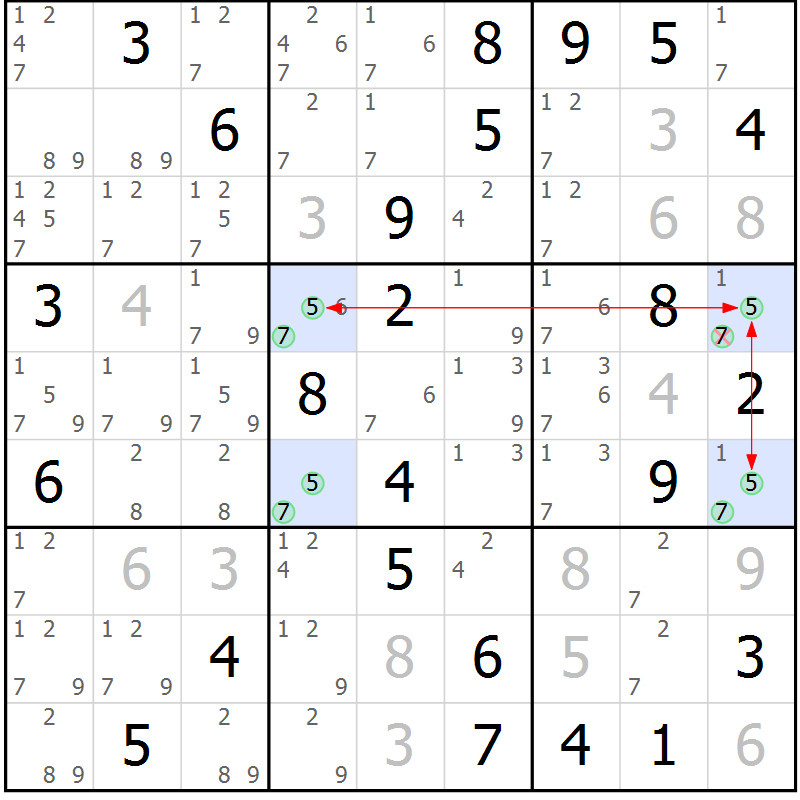 Position des candidats pour la solution de la Gr 45 page 48 du magazine de sudoku Sudoku Suprême n° 037