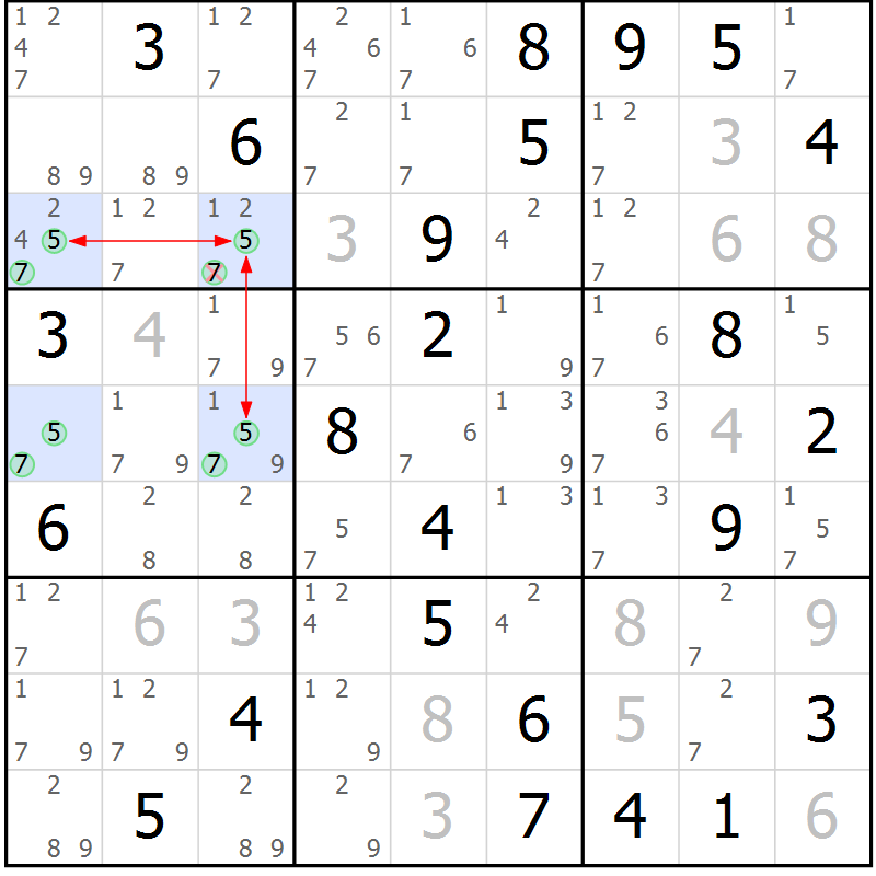 Position des candidats pour la solution de la Gr 45 page 48 du magazine de sudoku Sudoku Suprême n° 037