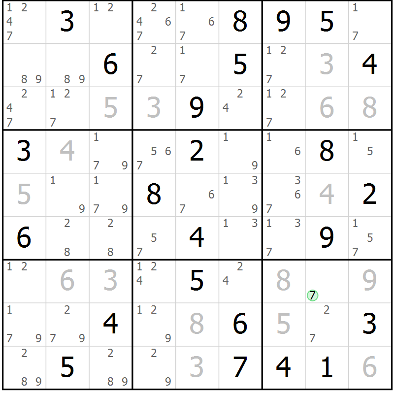 Position des candidats pour la solution de la Gr 45 page 48 du magazine de sudoku Sudoku Suprême n° 037