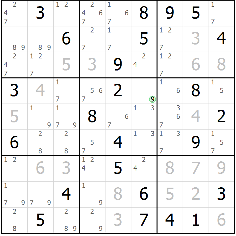 Position des candidats pour la solution de la Gr 45 page 48 du magazine de sudoku Sudoku Suprême n° 037