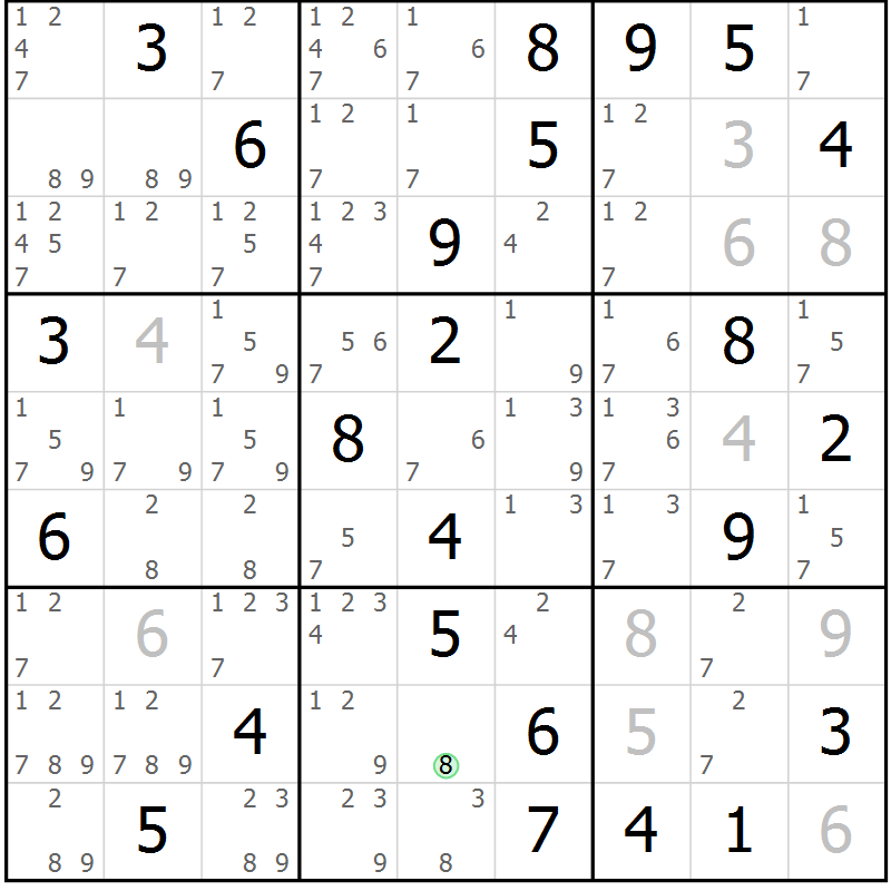 Position des candidats pour la solution de la Gr 45 page 48 du magazine de sudoku Sudoku Suprême n° 037