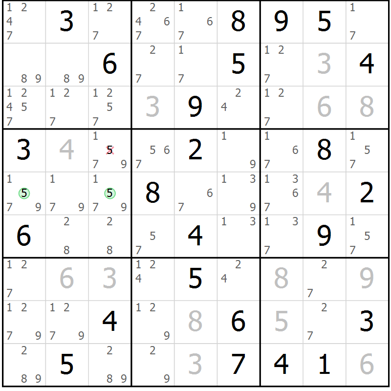 Position des candidats pour la solution de la Gr 45 page 48 du magazine de sudoku Sudoku Suprême n° 037