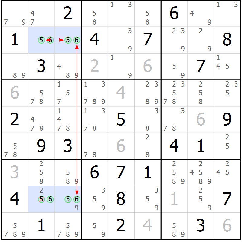 Position des candidats pour la solution de la Gr 46 page 49 du magazine de sudoku Sudoku Suprême n° 037