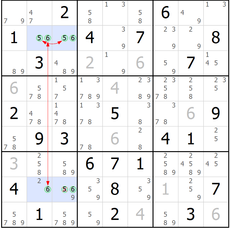 Position des candidats pour la solution de la Gr 46 page 49 du magazine de sudoku Sudoku Suprême n° 037