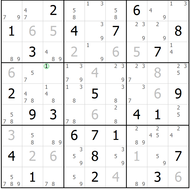 Position des candidats pour la solution de la Gr 46 page 49 du magazine de sudoku Sudoku Suprême n° 037