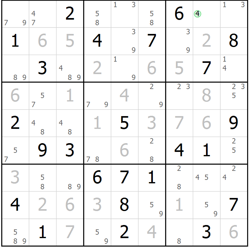 Position des candidats pour la solution de la Gr 46 page 49 du magazine de sudoku Sudoku Suprême n° 037