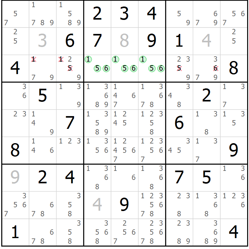 Position des candidats pour la solution de la Gr 47 page 50 du magazine de sudoku Sudoku Suprême n° 037