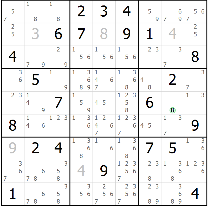Position des candidats pour la solution de la Gr 47 page 50 du magazine de sudoku Sudoku Suprême n° 037