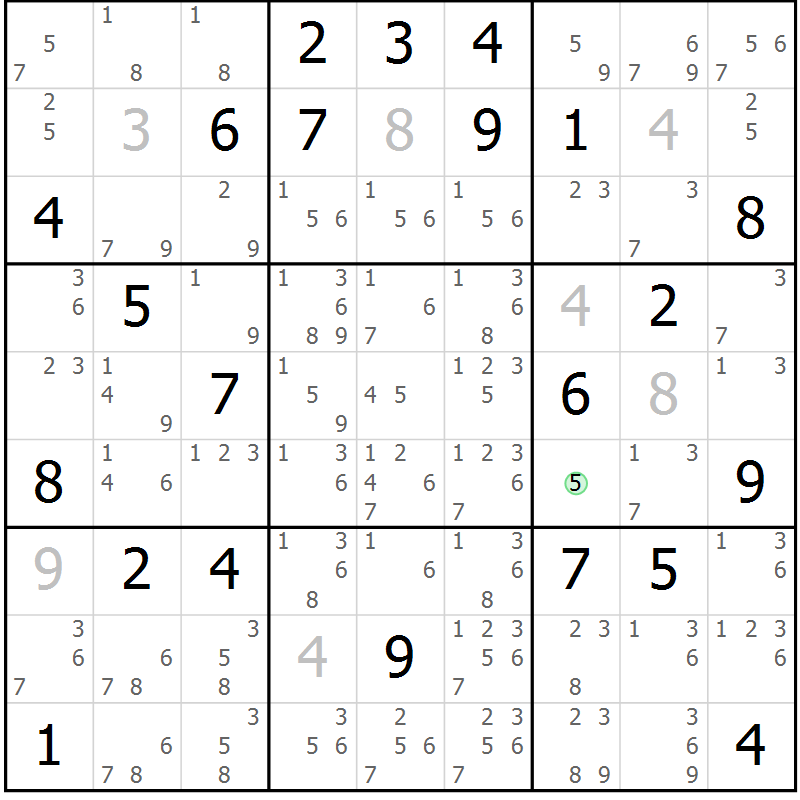 Position des candidats pour la solution de la Gr 47 page 50 du magazine de sudoku Sudoku Suprême n° 037