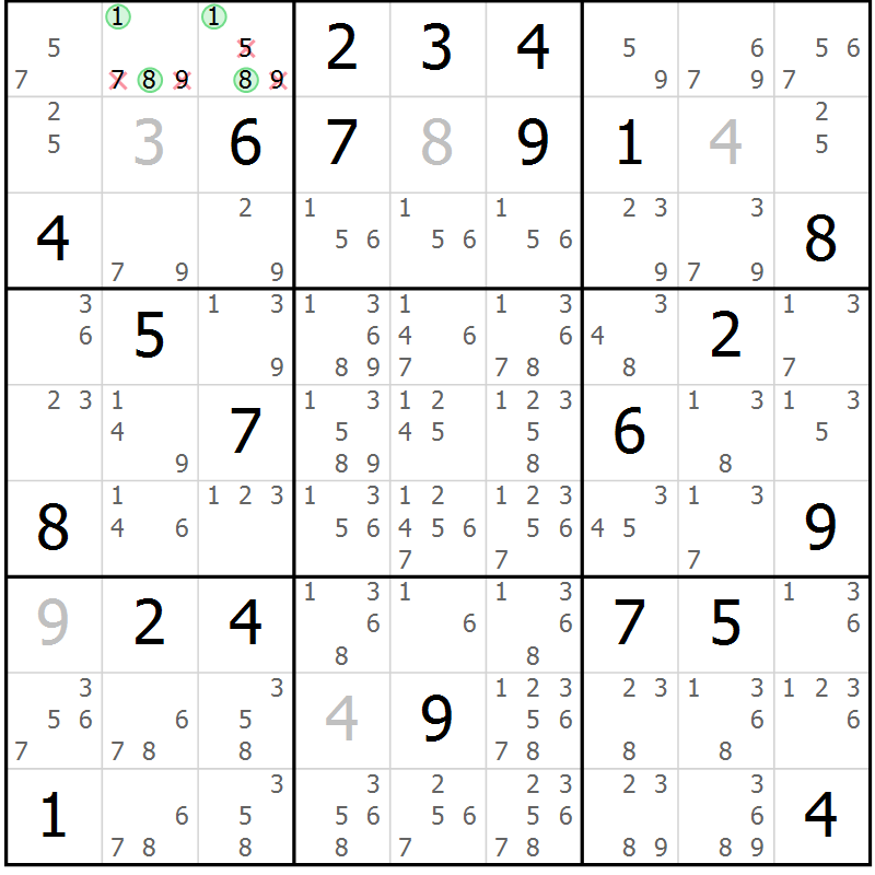 Position des candidats pour la solution de la Gr 47 page 50 du magazine de sudoku Sudoku Suprême n° 037