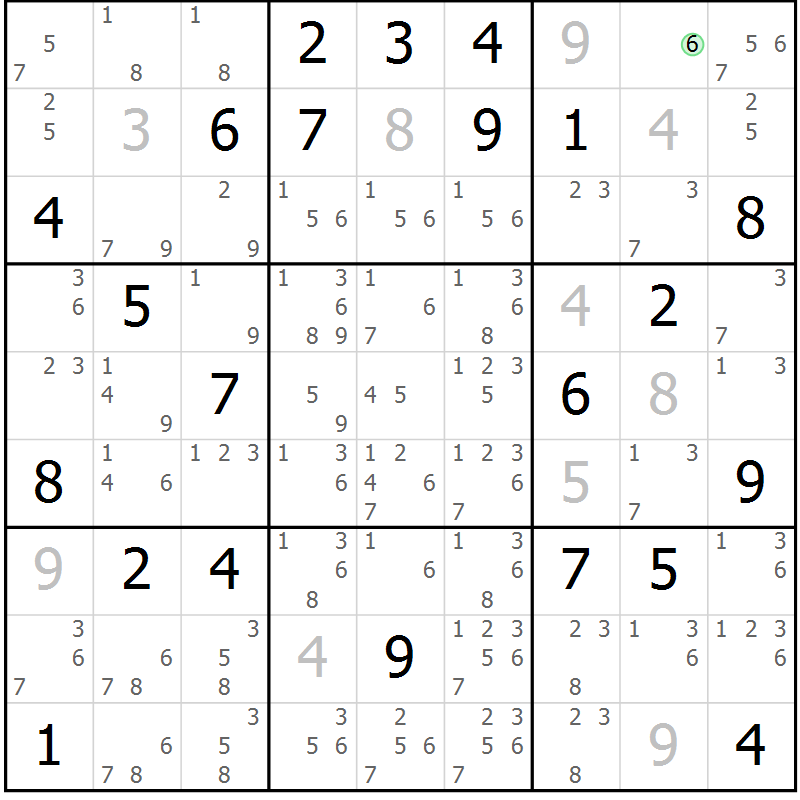 Position des candidats pour la solution de la Gr 47 page 50 du magazine de sudoku Sudoku Suprême n° 037