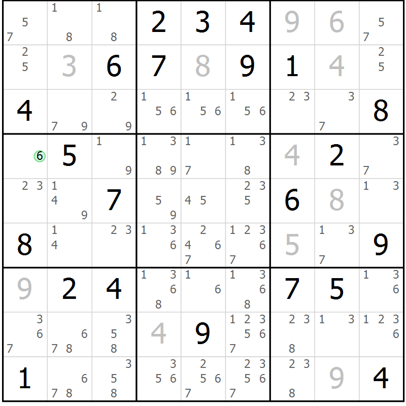 Position des candidats pour la solution de la Gr 47 page 50 du magazine de sudoku Sudoku Suprême n° 037