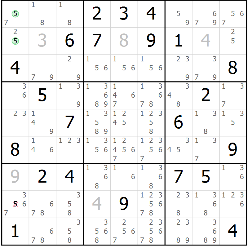 Position des candidats pour la solution de la Gr 47 page 50 du magazine de sudoku Sudoku Suprême n° 037