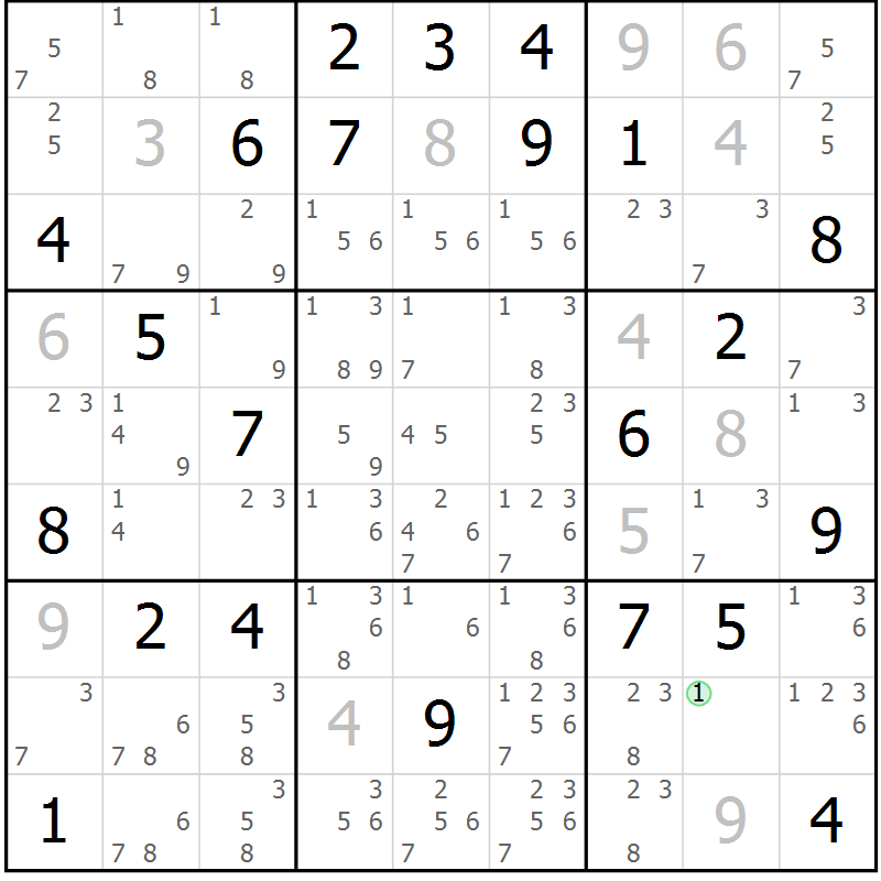 Position des candidats pour la solution de la Gr 47 page 50 du magazine de sudoku Sudoku Suprême n° 037